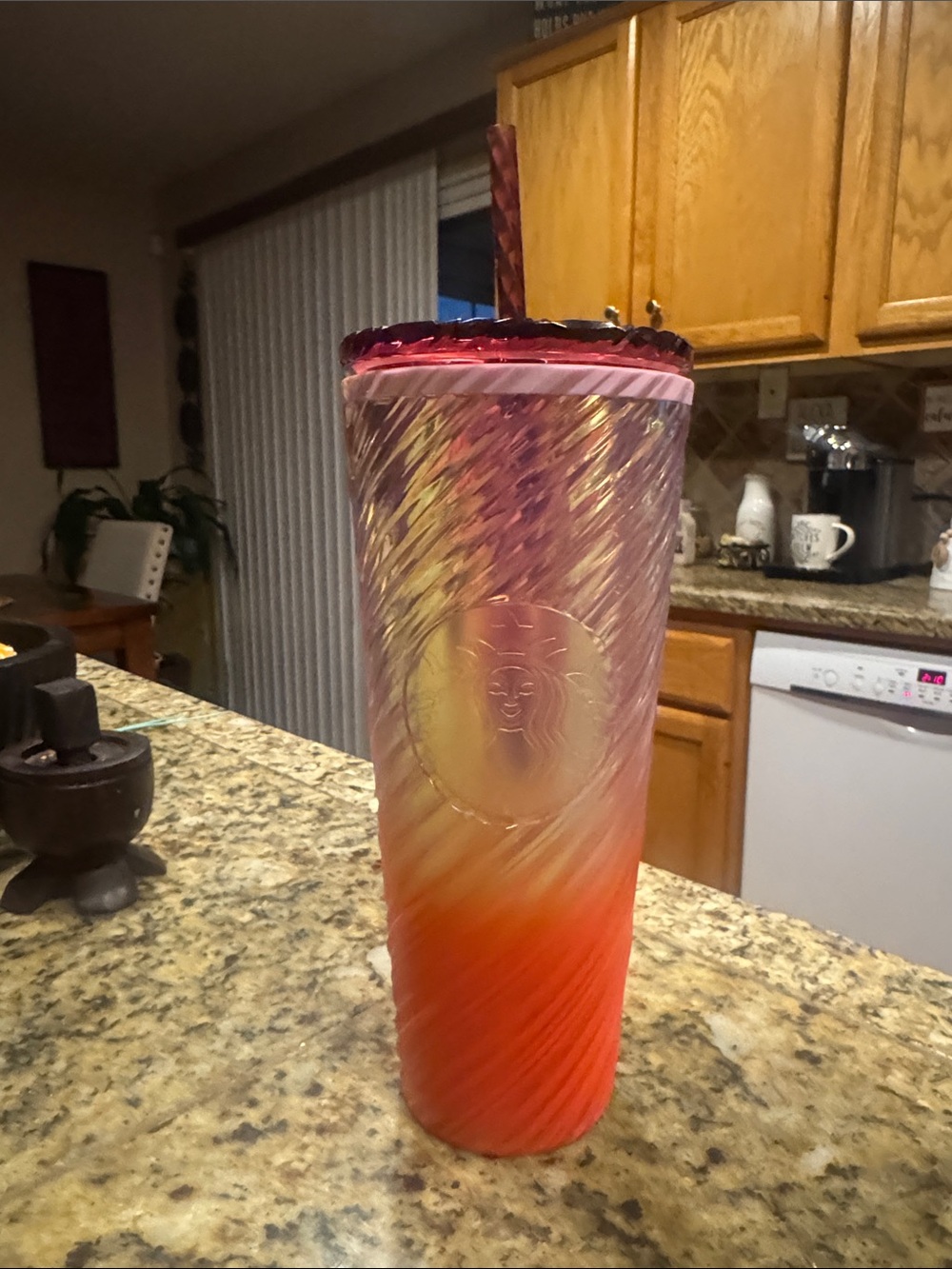 Starbucks Iridescent Pink Yellow Orange Ombre Tumbler with Matching Lid